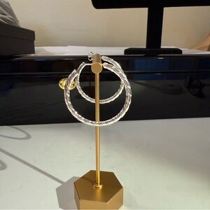 Twisted Silver Pierced Hoop Earrings